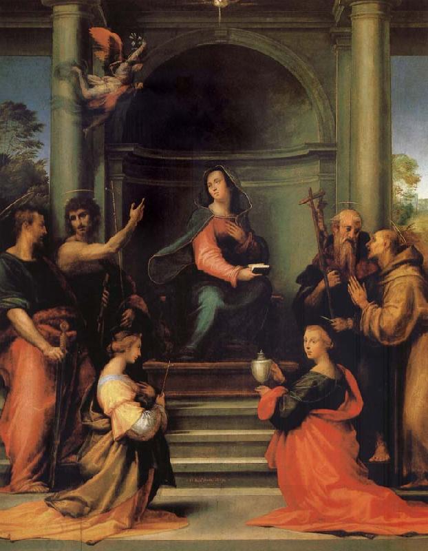 Fra Bartolomeo The Anunciacion, Holy Margarita, Maria Mary magdalene, Pablo, Juan the Baptist, Jeronimo and Francisco China oil painting art